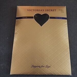 VTG Victoria’s Secret 90’s Lace Top Thigh Highs Jet Black Small